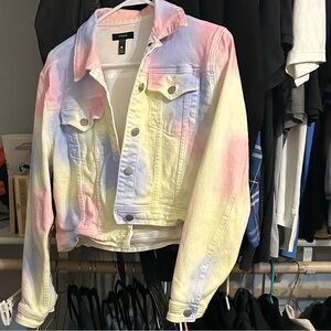 Aqua pastel tie dye jacket small pink blue yellow
